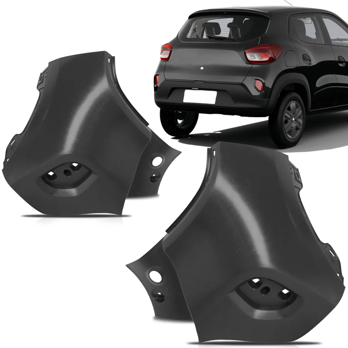 Par Parachoque Traseiro Kwid 2023 2024 2025 Preto Liso
