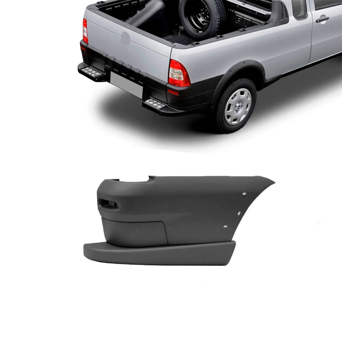 Par Parachoque Traseiro Strada Workking Trekking 2009-2013 Cinza Texturizado
